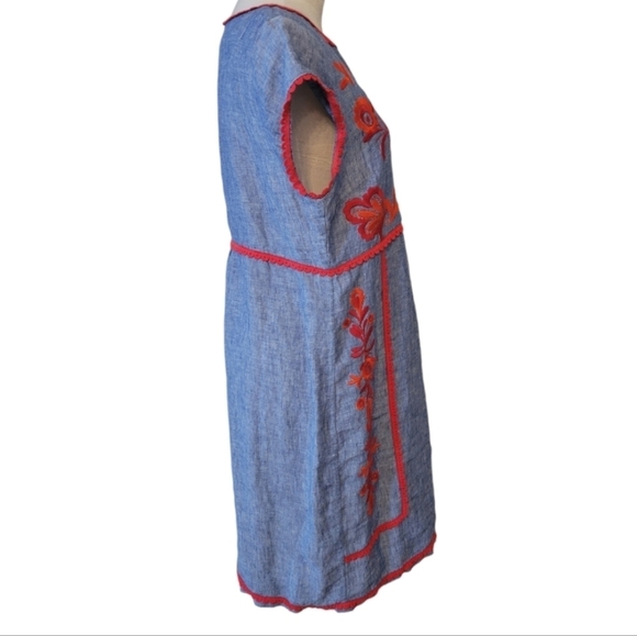 Boden Bea Embroidered Linen Shift Dress Size 6 Regular - Picture 5 of 6